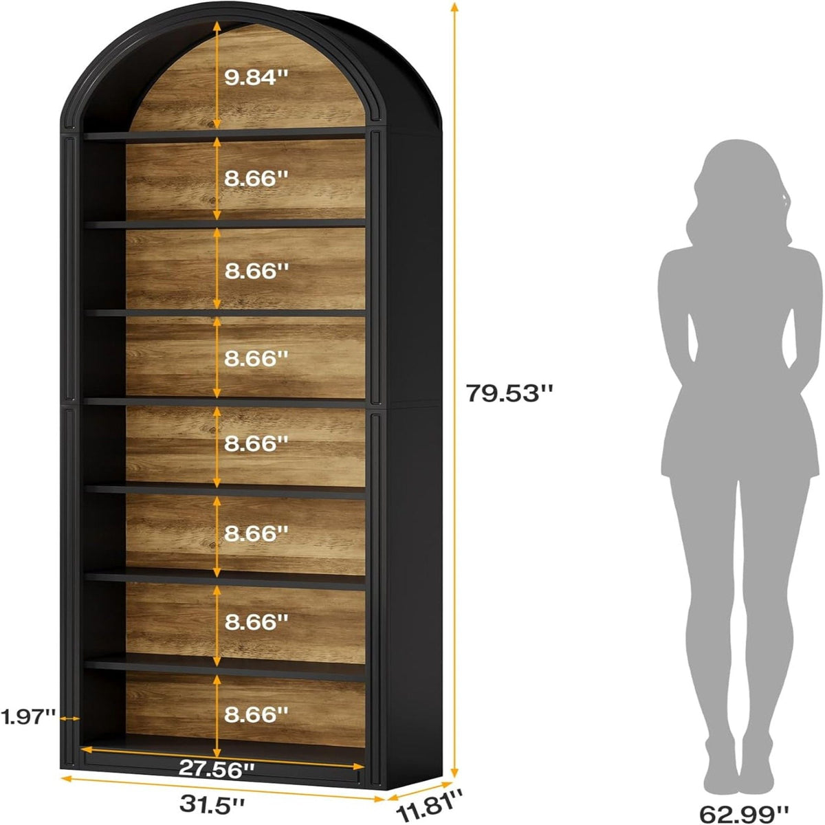 8 Tier Arched Open Display Shelving Unit For Living Room
