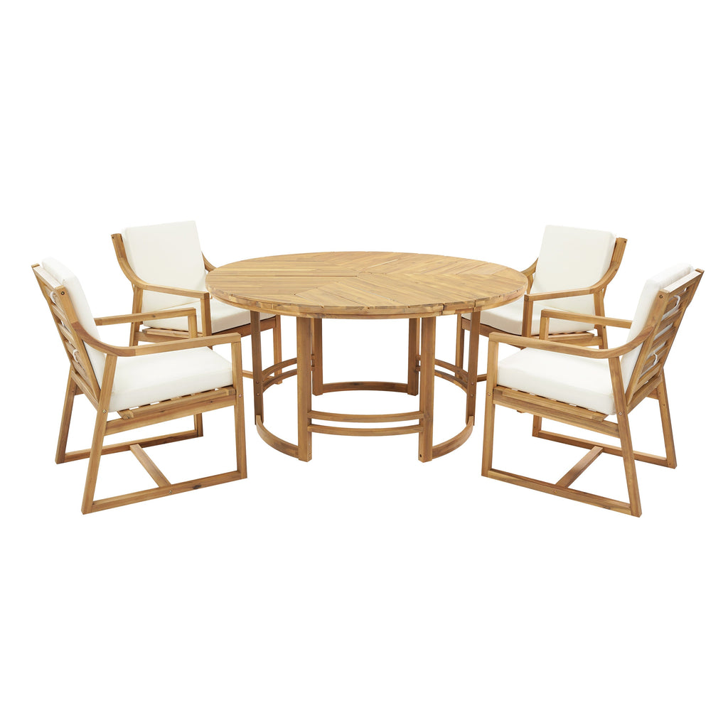Outdoor Dining Set 5-Piece Patio Table And Chairs Set with Umbrella Hole
