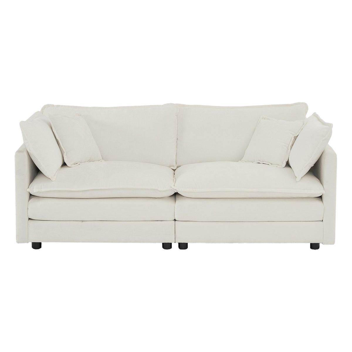 2-Piece White Chenille Sofa Set for Living Room