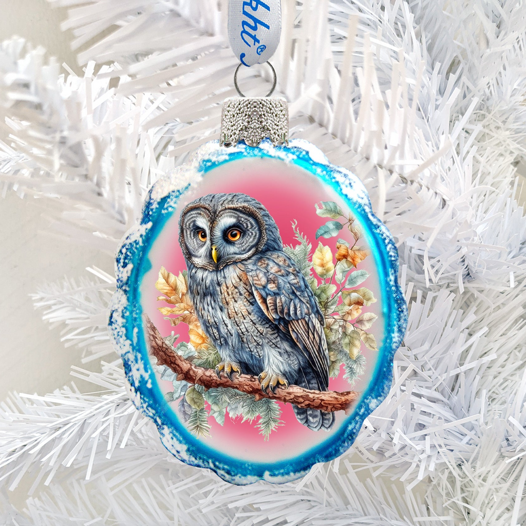 Gray Owl Mercury Glass Ornaments by G. Debrekht - Wildlife Holiday Decor - 776003
