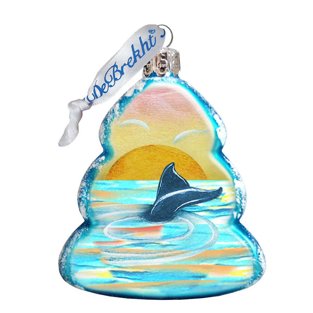 Whale Tail Mercury Glass Ornament by G. DeBrekht - Coastal Holiday Decor - 776276