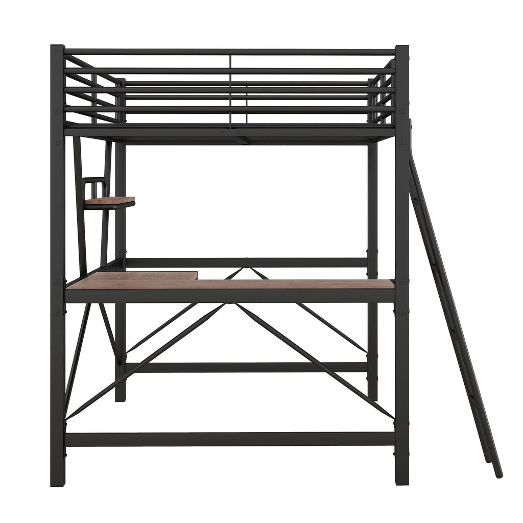 Loft Bed With Desk And Shelf, Modern Design