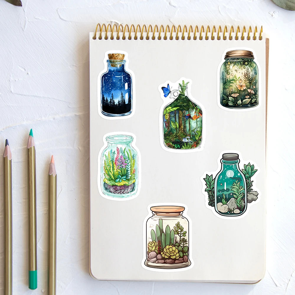 Bottle Microscopic Scenery Stickers Fantasy DIY Kids Toy Gift Decal for Phones Luggage Decorative Designs Laptops Waterproof