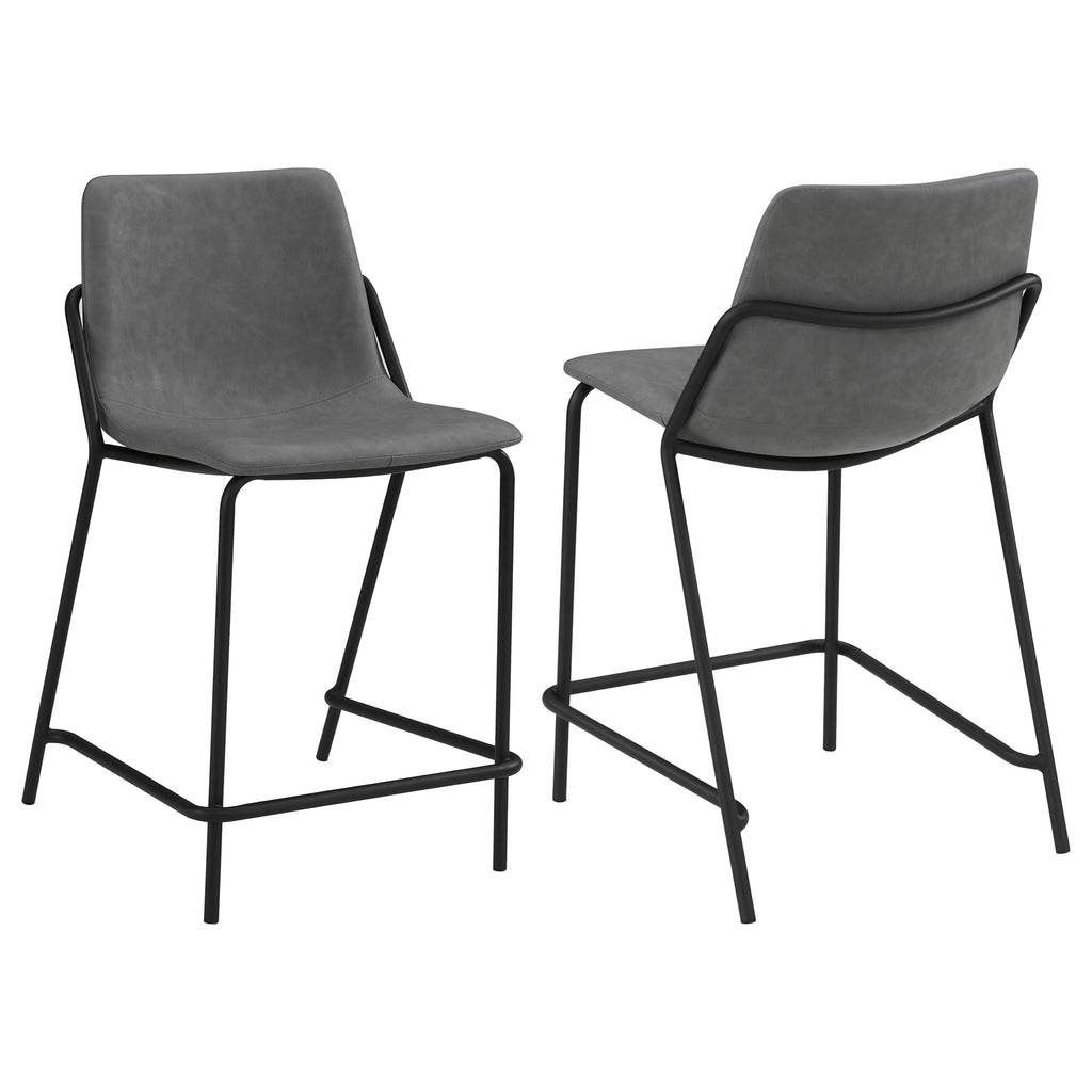 Counter Height Stools With Footrest (Set of 2) - Gray / Black
