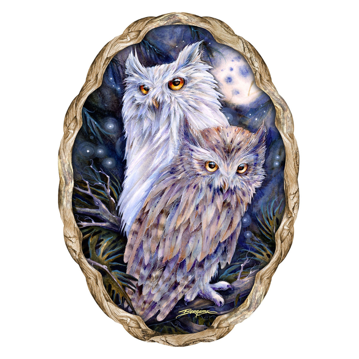 Night Watch Owls Wildlife Wall Art - J. Bergsma - Wildlife Holiday Decor - 8591902W-JB