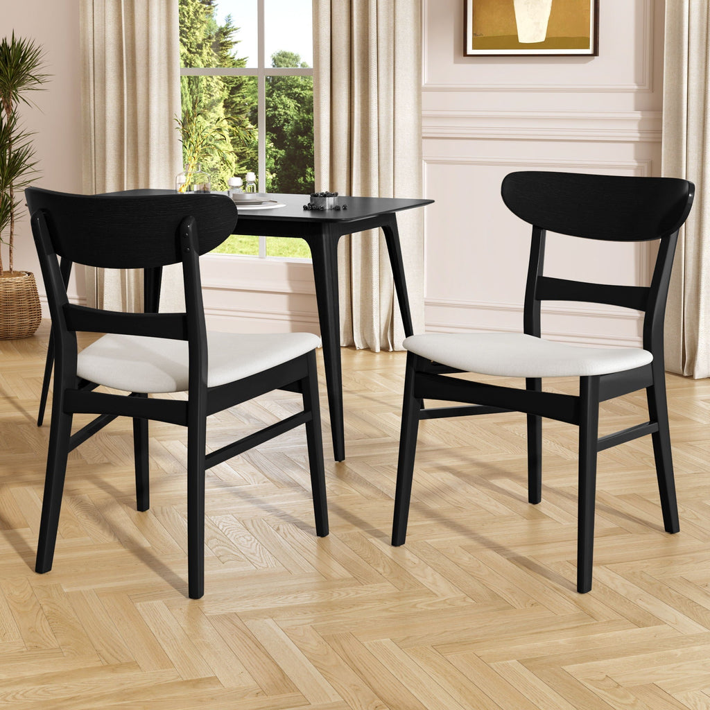 Mid Century Dining Chairs With Cushioned Seats And Wood Frame (Set of 2)