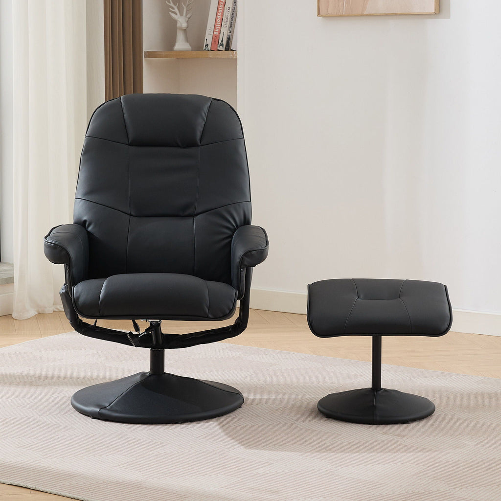 360° Swivel Reclining Chair With Wrapped Base, 5 Point Vibration Massage