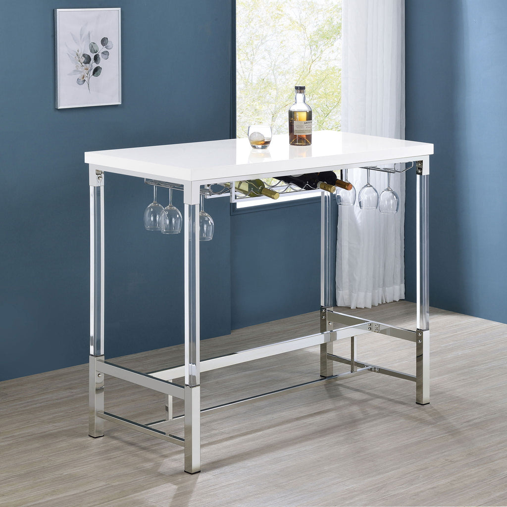 Tonneson - Bar Table With Trestle Base And Wine Storage - White