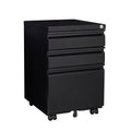 Contemporary 3 Drawer Mobile Filing Cabinet With Lock, Metal Office Storage For Legal / Letter Size