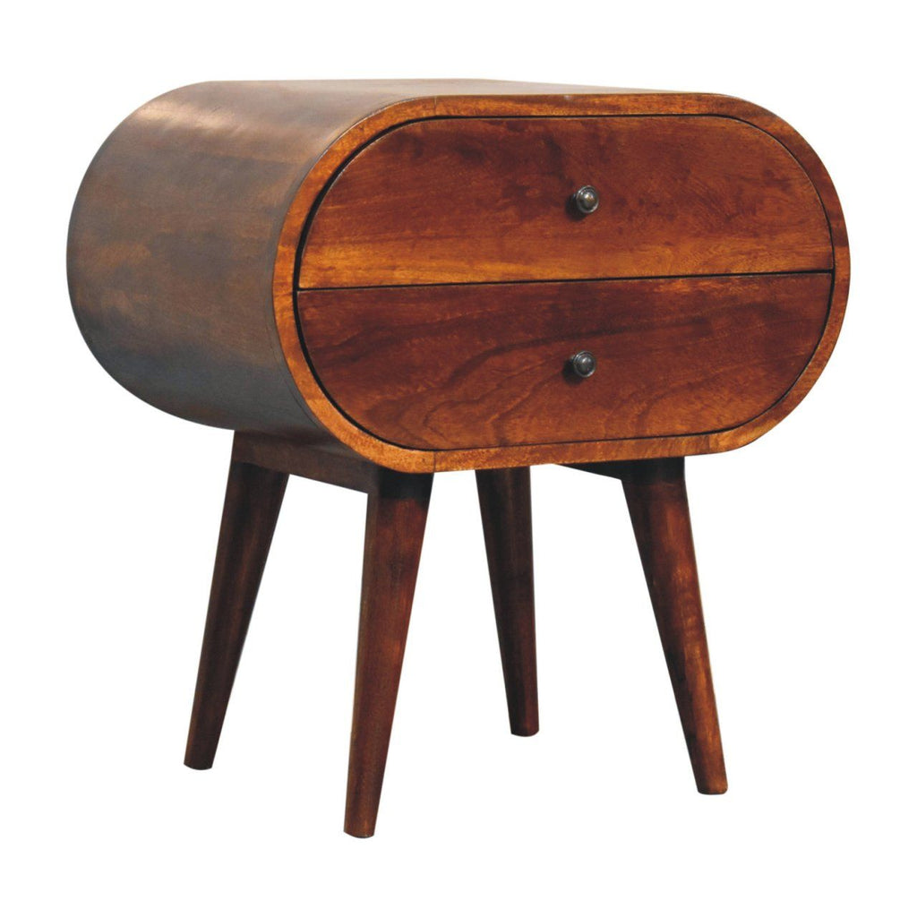 Large Chestnut Circular Bedside