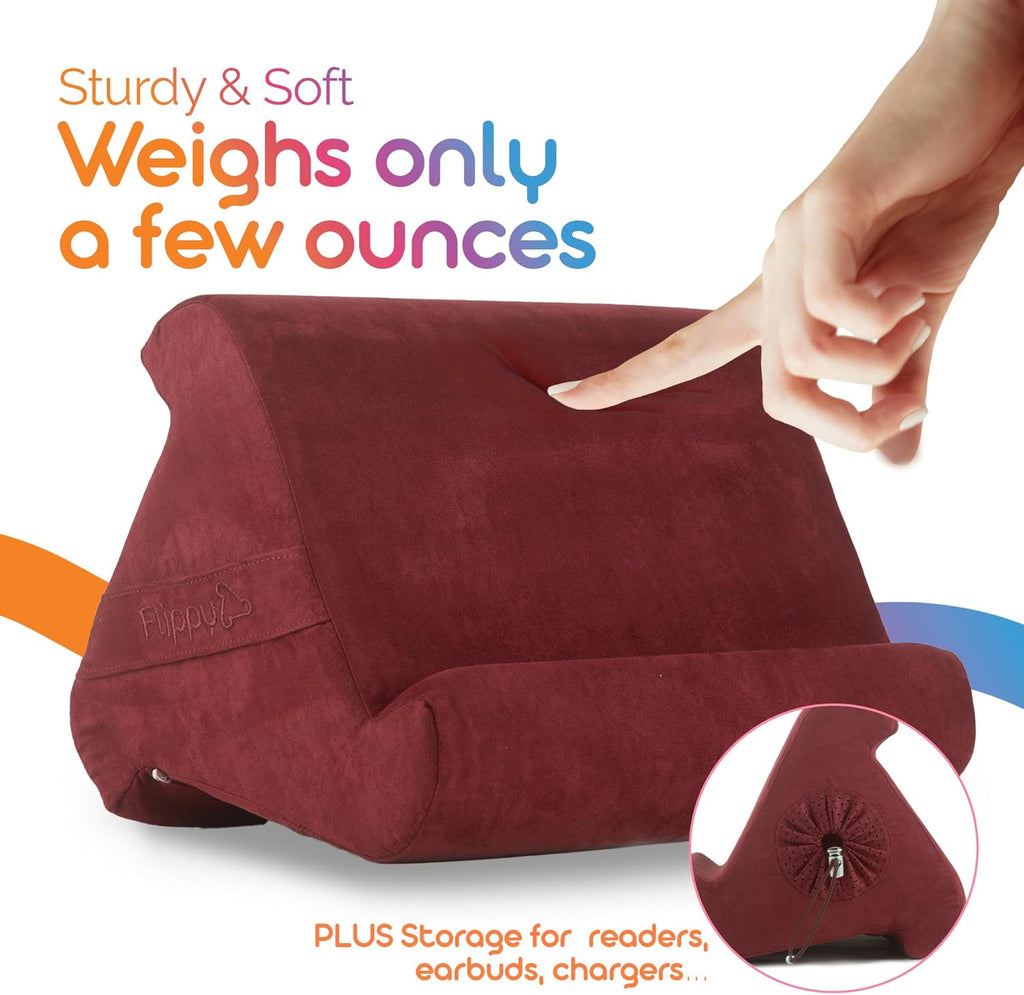 Original Tablet Pillow Stand & Ipad Holder, Gift for Book Lovers & Readers, Multi-Angle Stand with Storage for Lap, Desk & Bed, Compatible with Kindle, Fire, Ipad & Samsung, Nebbiolo
