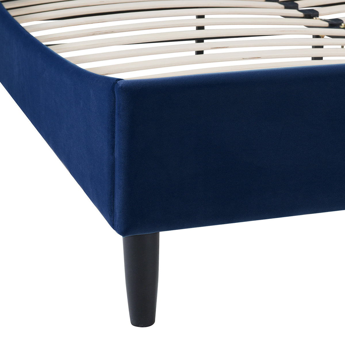 Aspen Vertical Tufted Headboard Platform Bed Set, Queen, Navy Blue Velvet