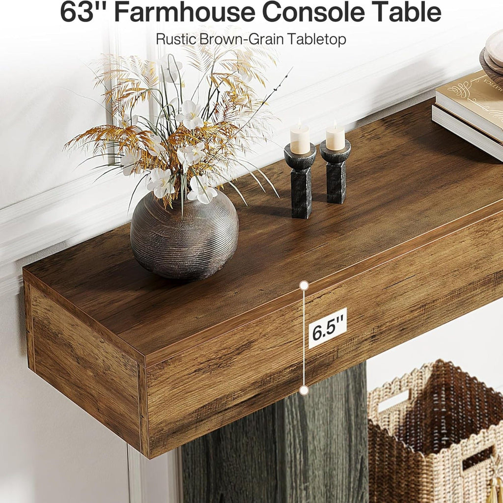 Console Table With 2 Tier Storage, U Shaped Base