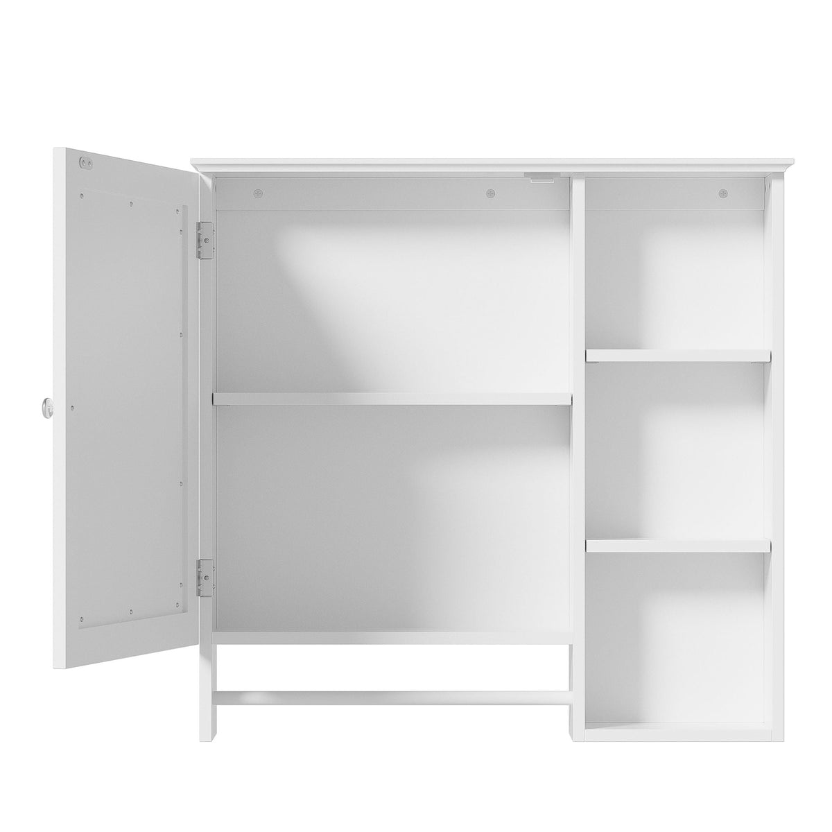 Wall Mounted Bathroom Storage Cabinet, Medicine Cabinets With Large Mirror Door, Adjustable Shelves And Three Open Storage Levels(Not Include Bathroom Vanity)