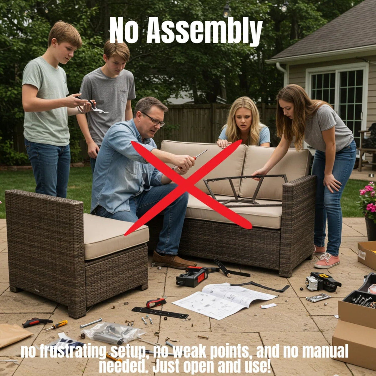 Elegant Outdoor Rattan Wicker 6 Person Seating Group With Cushions