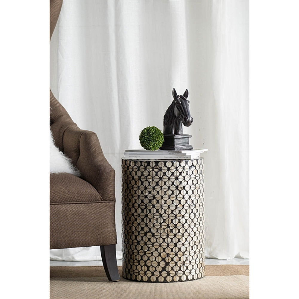 D14x20" Cylindrical Garden Capiz Stool Black/Gold