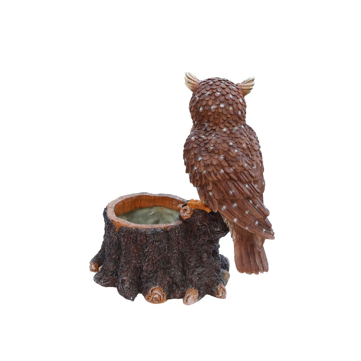Sitting Owl with Tree Trunk Garden Planter
