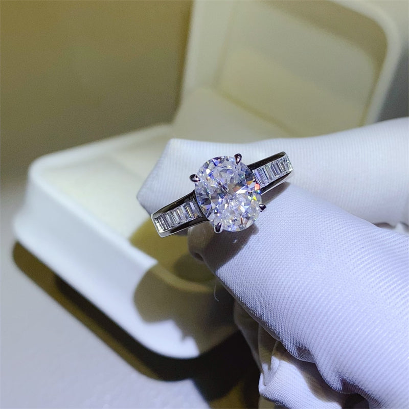 3 Carat Oval-Cut Sparkala™ Pure Sterling Silver Ring