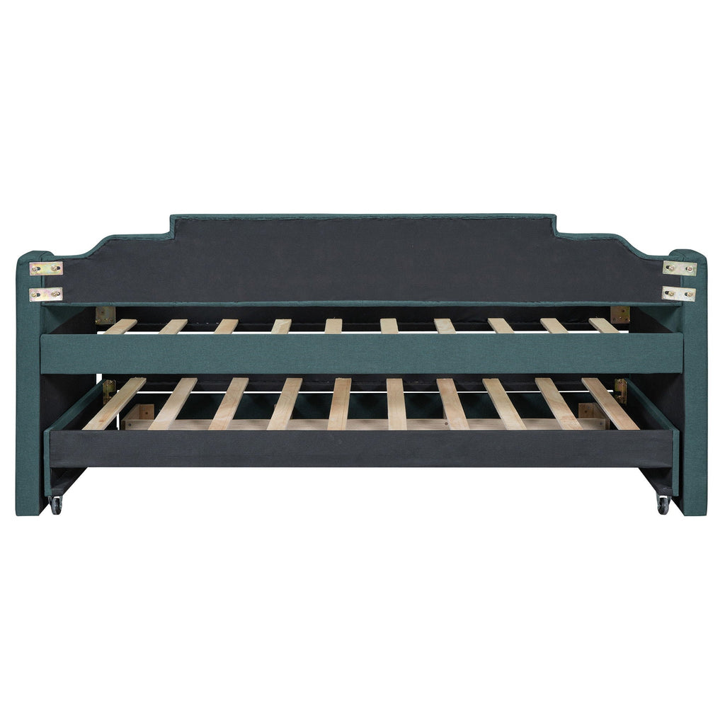 Upholstered Simple Design Daybed With Trundle And 3 Drawers