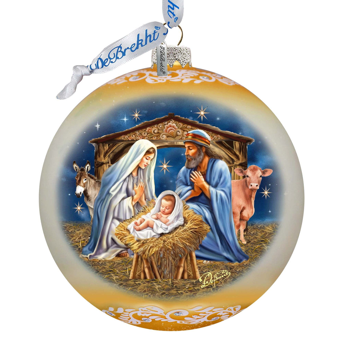 From Stable to Savior Lg Glass Ornament by G.Debrekht - Nativity Holiday Decor - 73956G