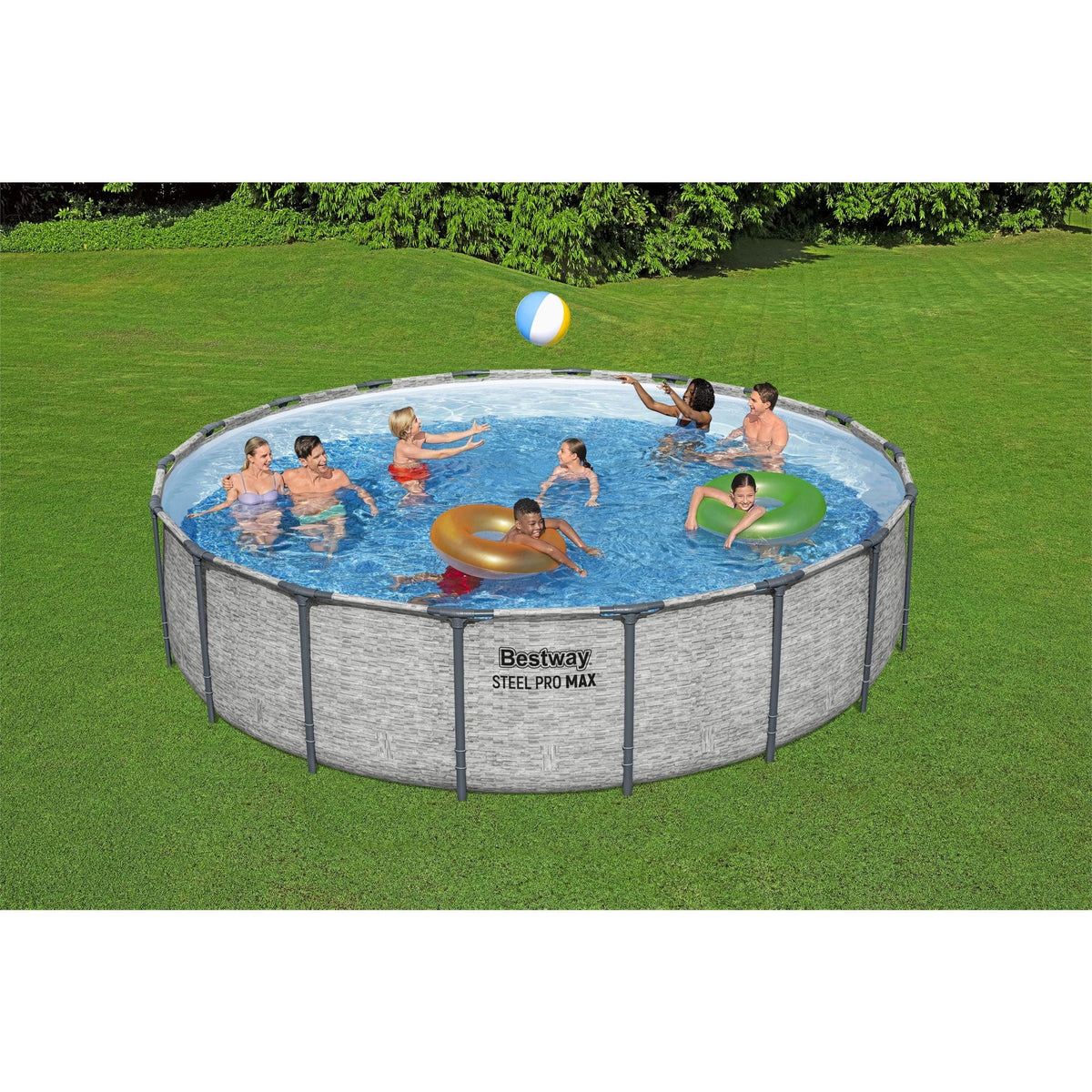 Steel Pro MAX 18' X 48" Metal Frame above Ground Pool Set W/ Pump, Ladder, & Cover
