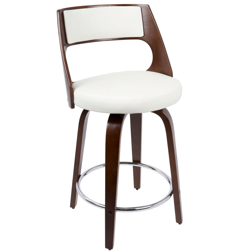Cecina - Mid-Century Modern Fixed Height Counter Stool With Swivel And Round Footrest (Set of 2)