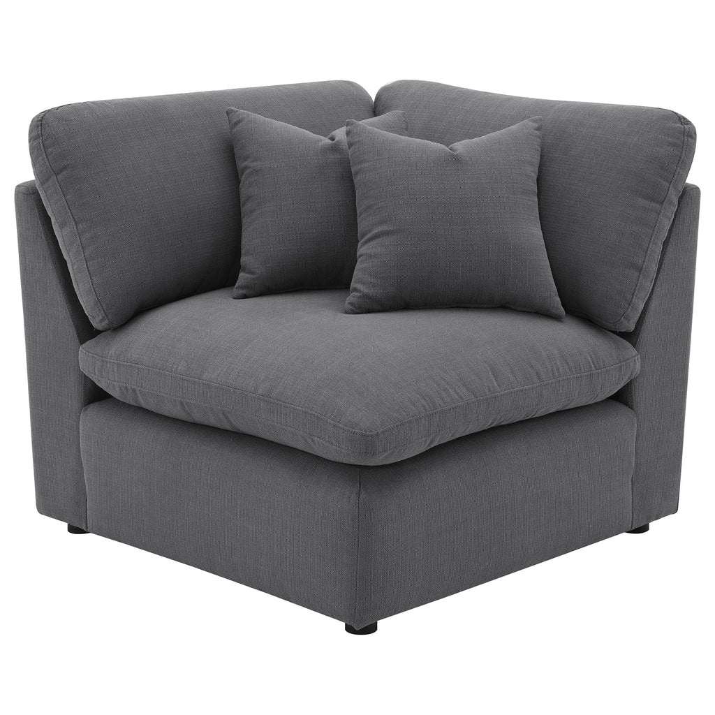6 Piece Upholstered Modular Sectional Sofa With Reversible Cushions And Ottoman - Charcoal