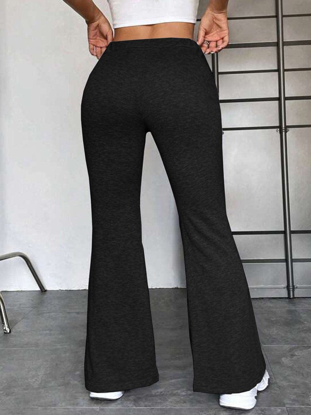 Women's Flared Yoga Pants – Color-Block Stitching, Mid Waist, Street Style