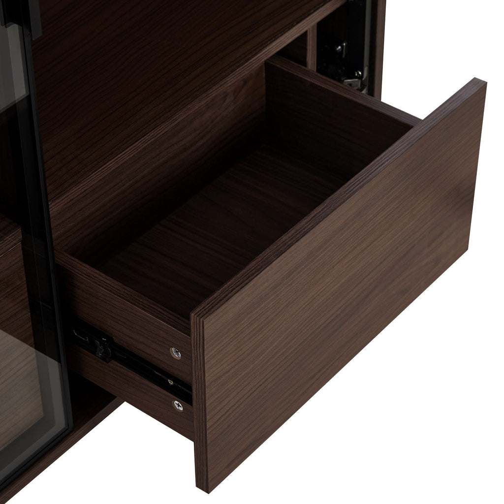 Modern Minimalist Style LED Curio Cabinet With Tempered Glass Door, Metal Legs