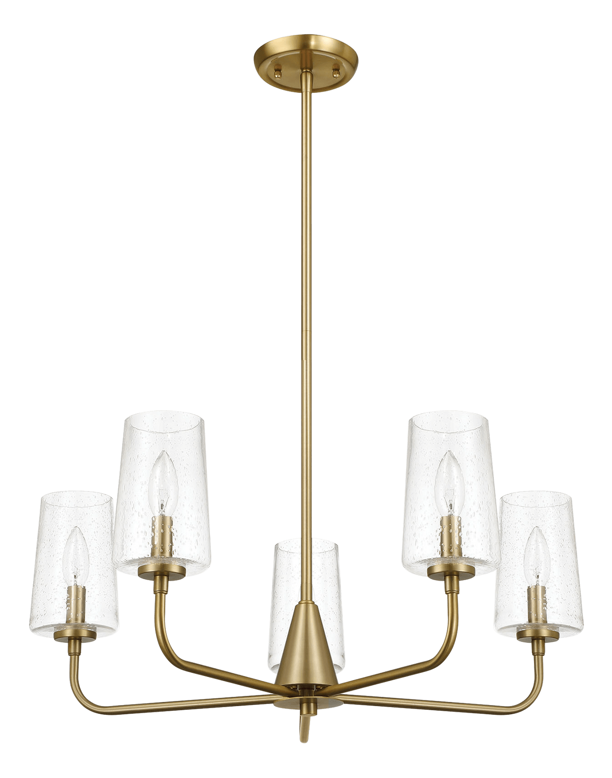 Dazzle Five Lights Chandelier With Clear Seeded Glass - Satin Brass