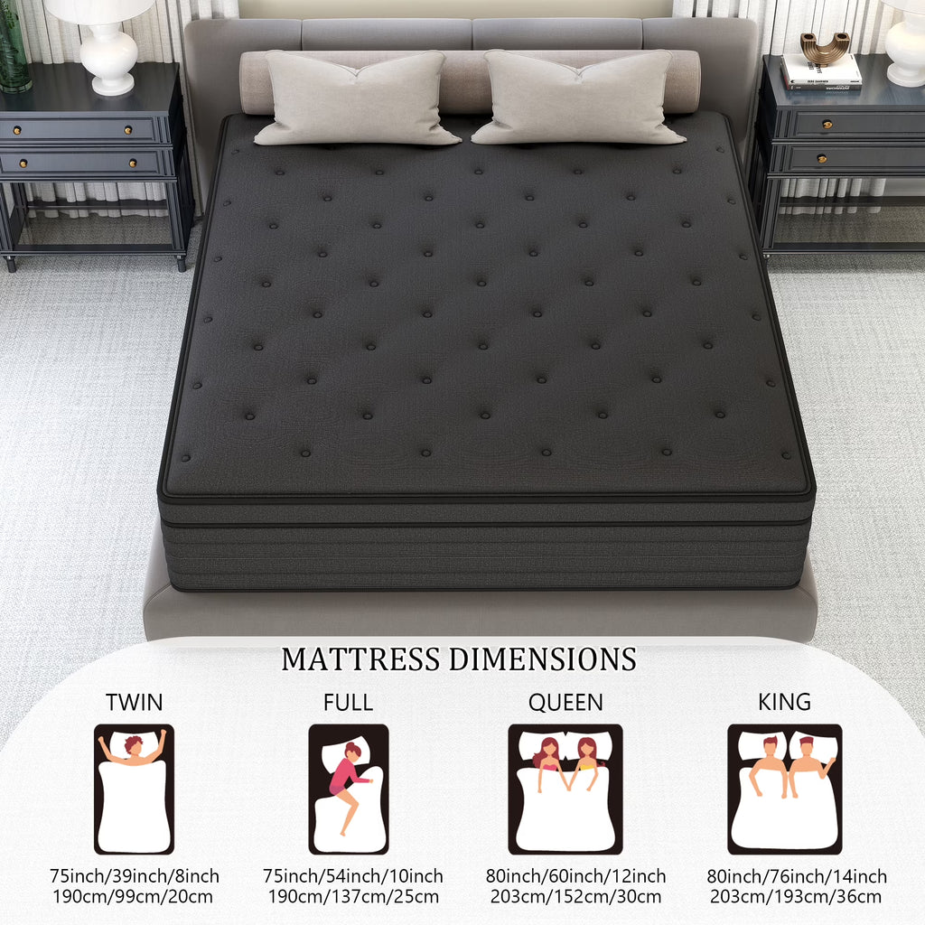 12 Inch Queen Mattress,Hybrid Mattresses Medium Firm in a Box