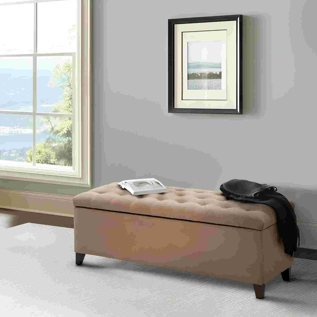 Elegant Design Tufted Top, Soft Close Storage Bench
