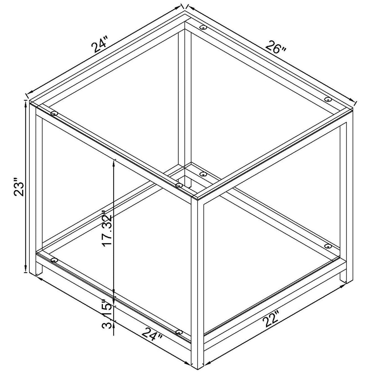 Weston - 1 Shelf Side End Table - Nickel