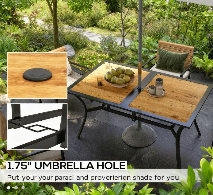 Stable Faux Wood Rectangle Outdoor Dining Table