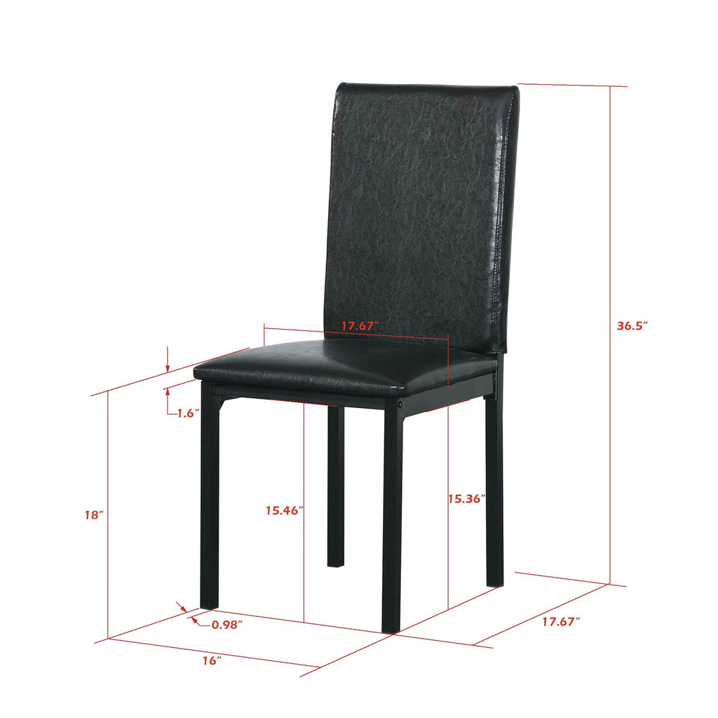 5 Piece Dinning Set With Faux Marble Top, Table & 4 Chairs - Black