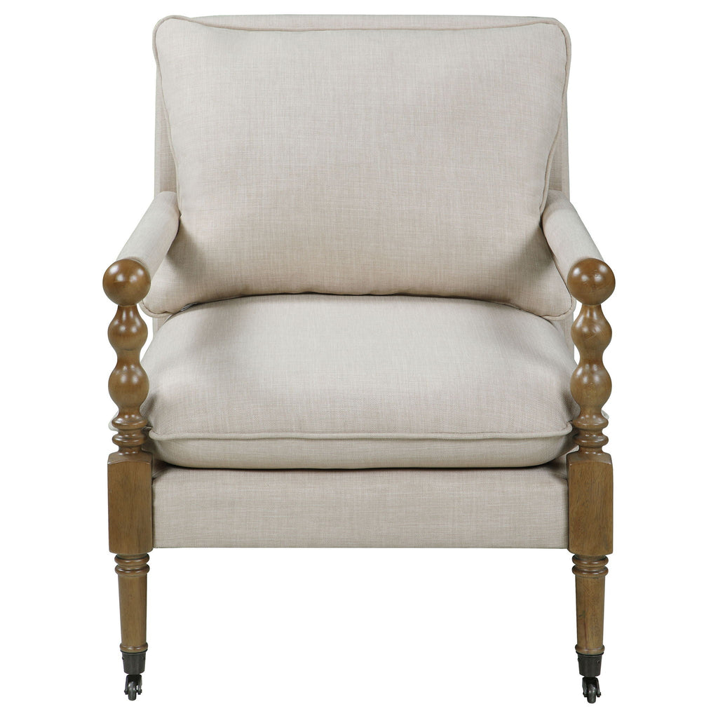 Accent Chair With Turned Legs - Beige