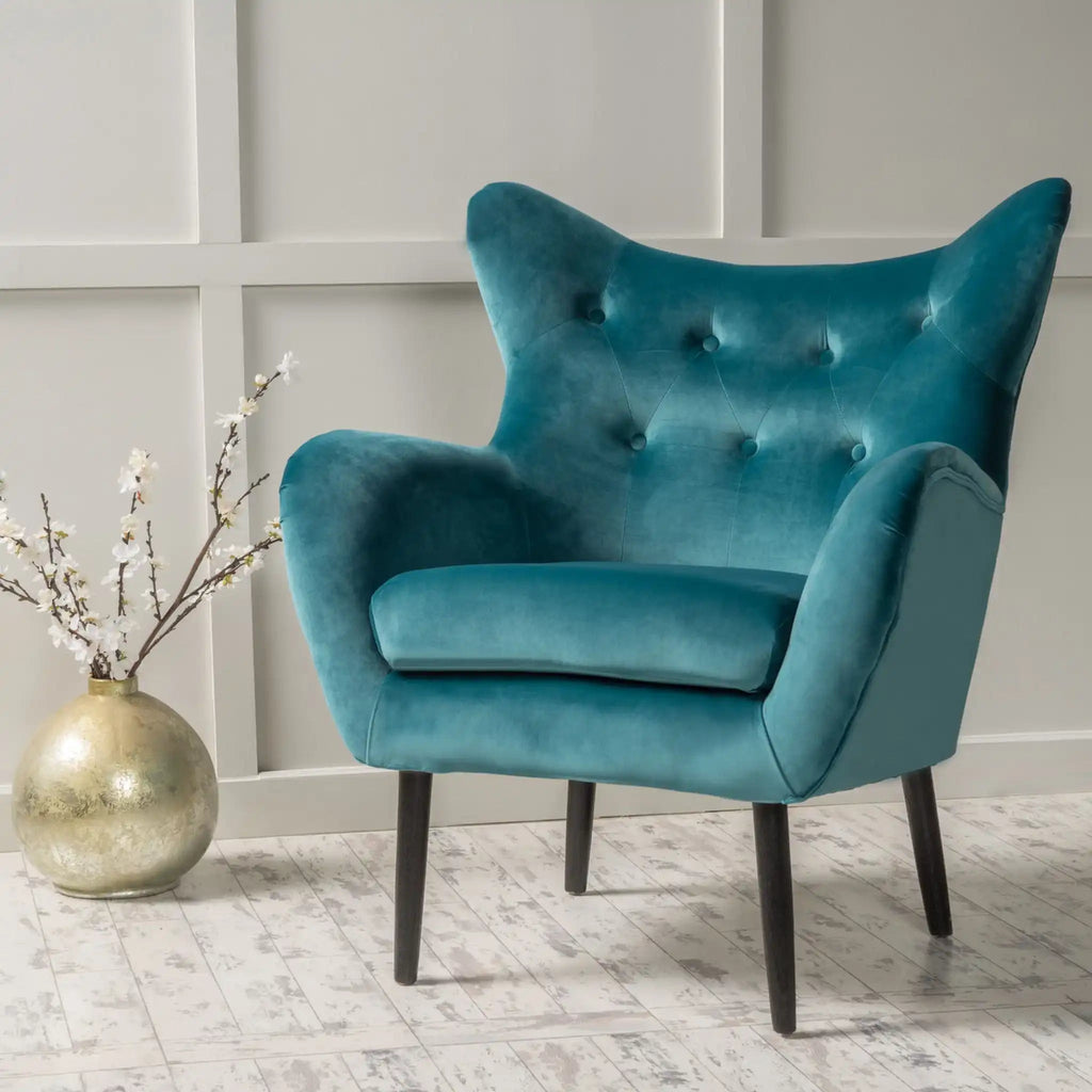 Alyssa Mid Century Upholstered Arm Chair With Wingback Design