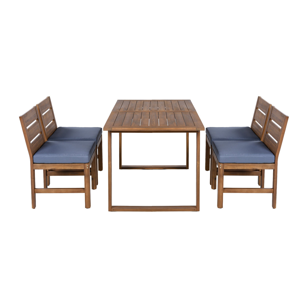 U_STYLE Farmhouse 5-Piece Outdoor Patio Dining Set with Adjustable Legs