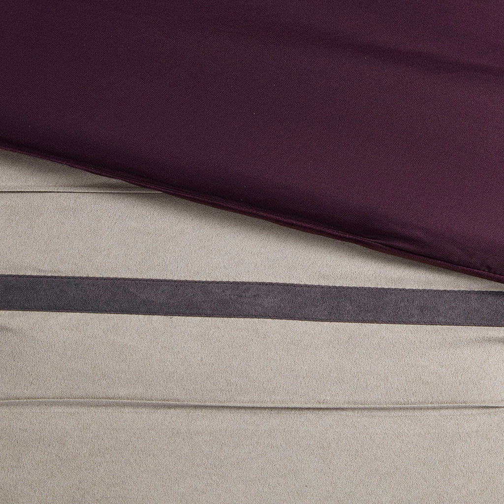 7 Pc Pieced Faux Suede Comforter Set Purple Cal King