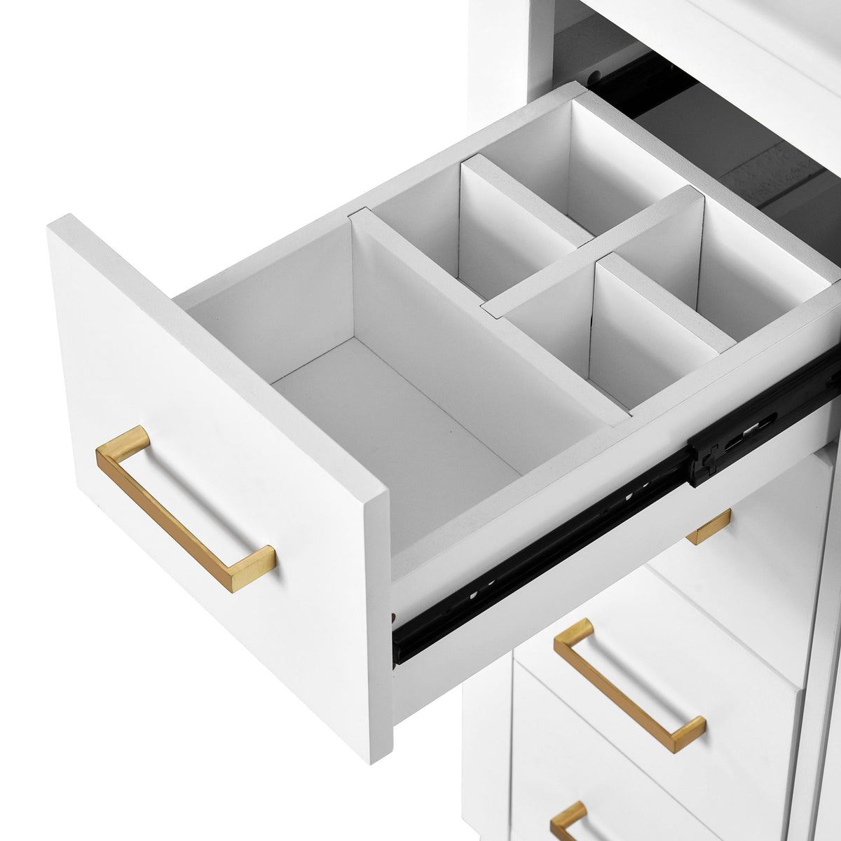 Ceramic Sink Combo, Freestanding Vanity Set With 3 Drawers & Soft Closing Doors