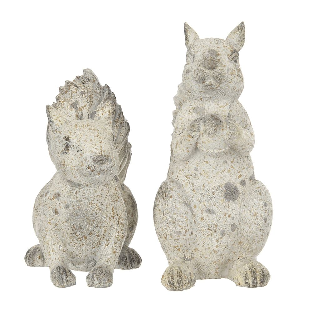 Resin Standing & Lying Down Squirrel Rustic, For Harvest Festival Fall Festival & Thanksgiving Table Decorations (Set of 2) - Antique Cream