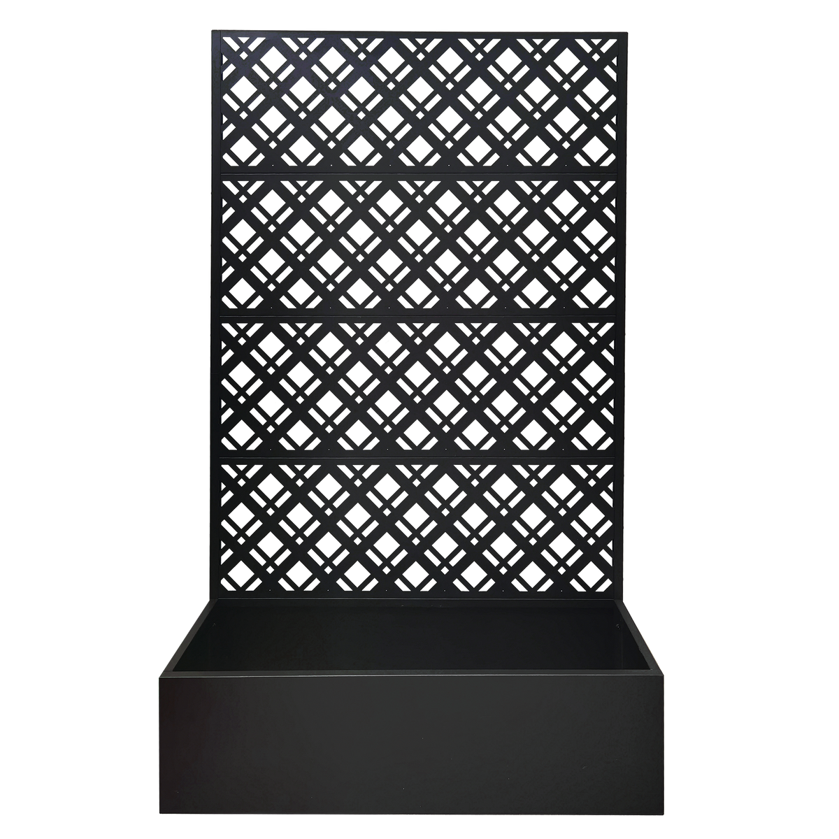 Rhombus Black Metal Planter Raised Garden Bed with Trellis