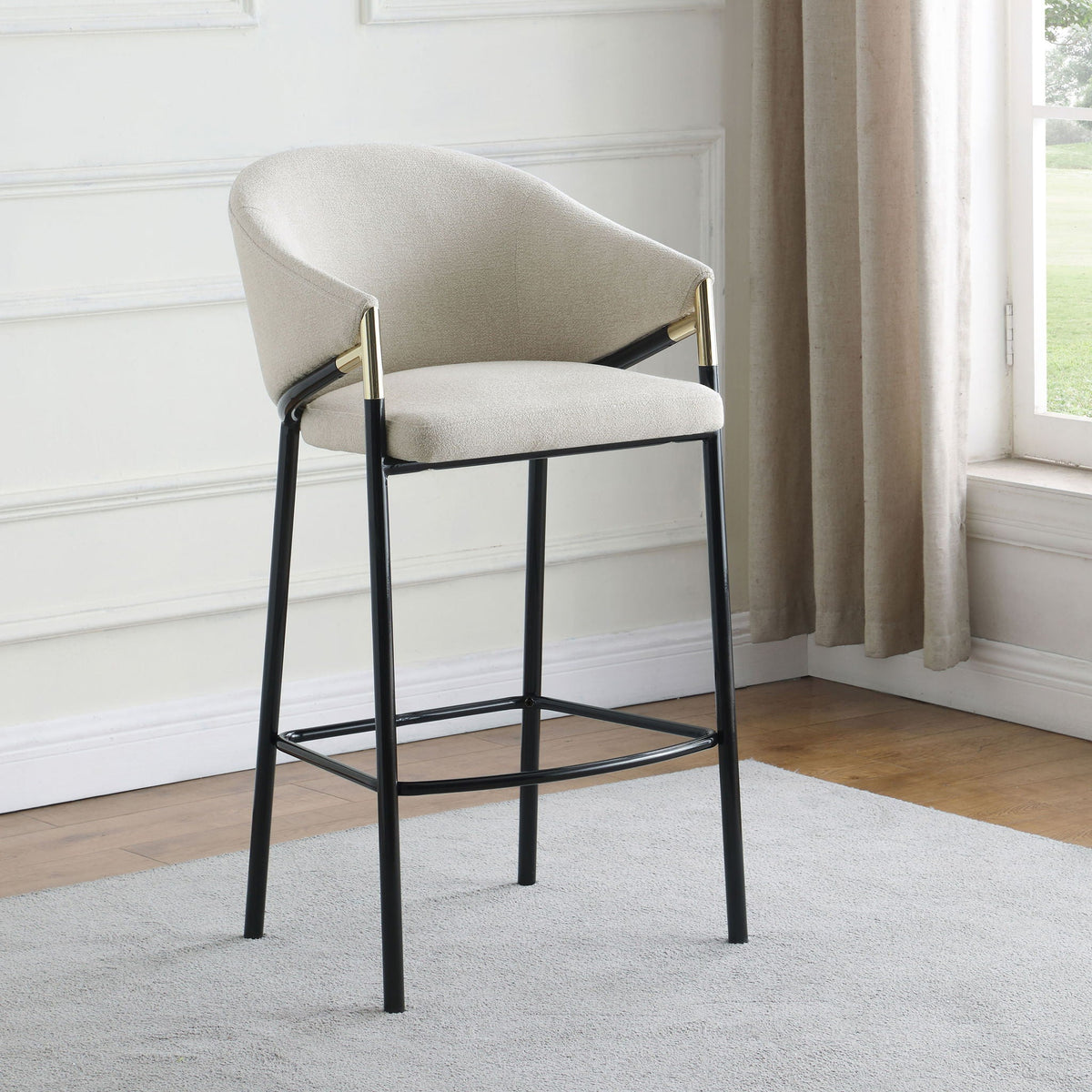 Sloped Arm Bar Stools (Set of 2) - Beige