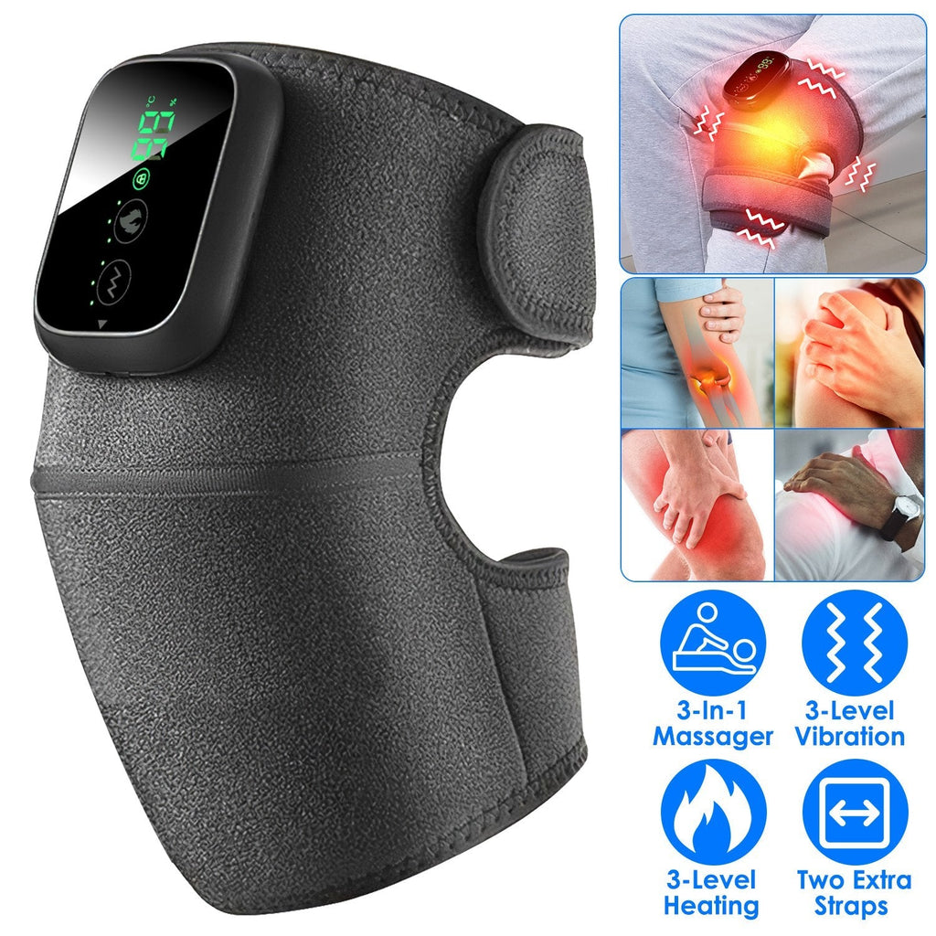 3-In-1 Heated Knee Massager Shoulder Heating Pads Elbow Brace withÊ3 Level Vibration and Heating Modes for Pain Stress Relief
