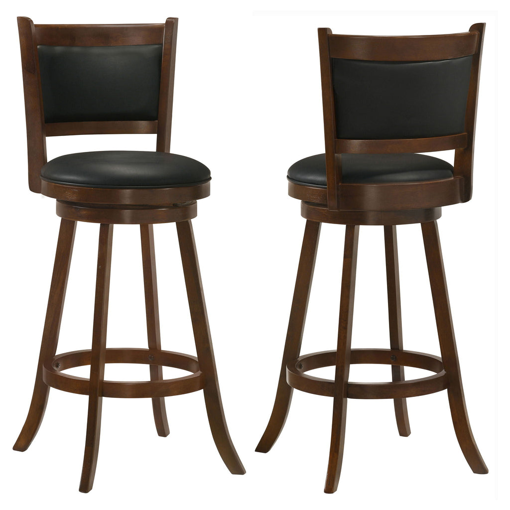 Swivel Stool With Upholstered Seat (Set of 2) - Black / Brown