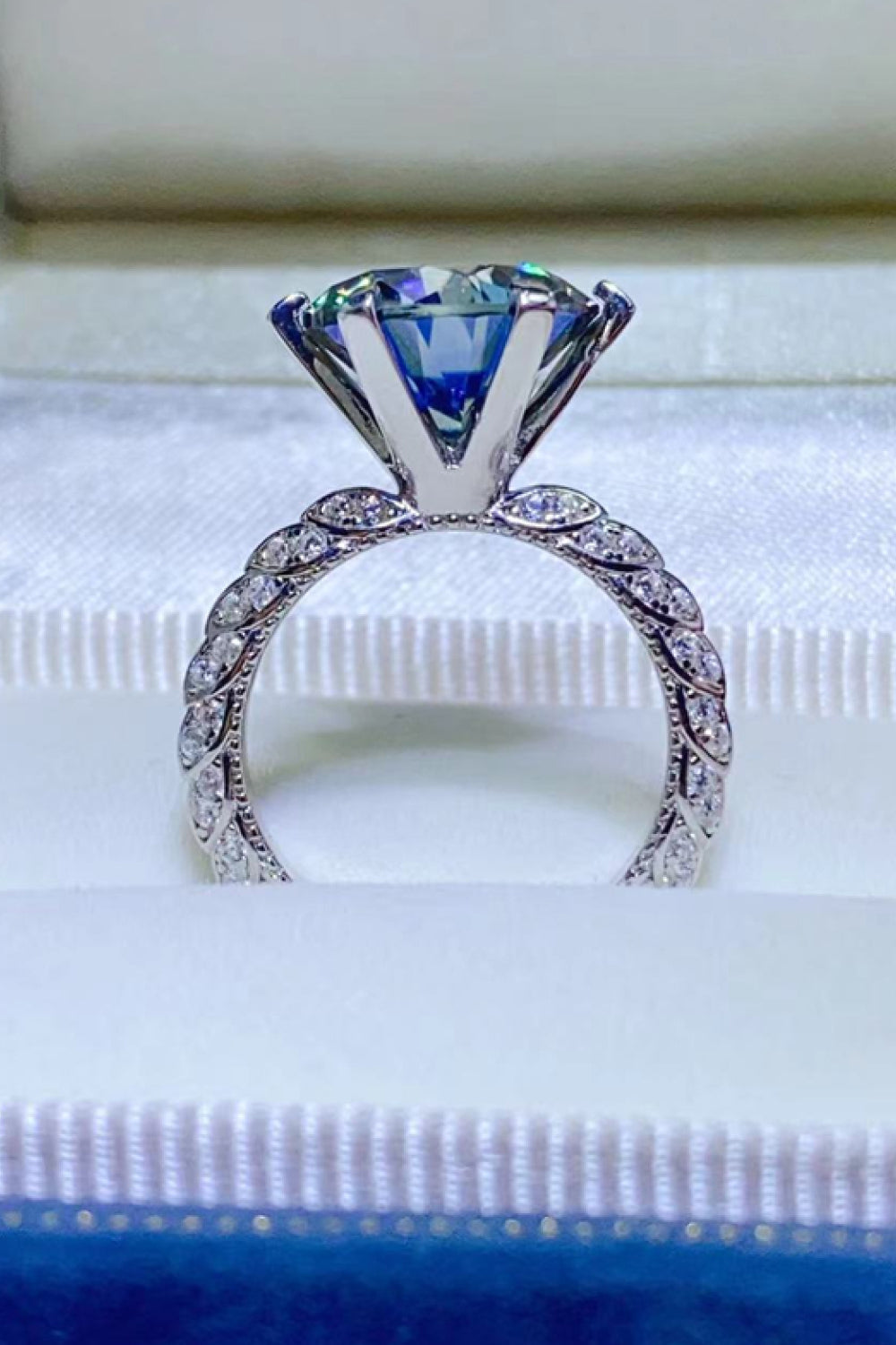 5 Carat Cobalt Blue Blue Brilliant Round Cut Sparkala™ Platinum Over Pure Sterling Silver Ring