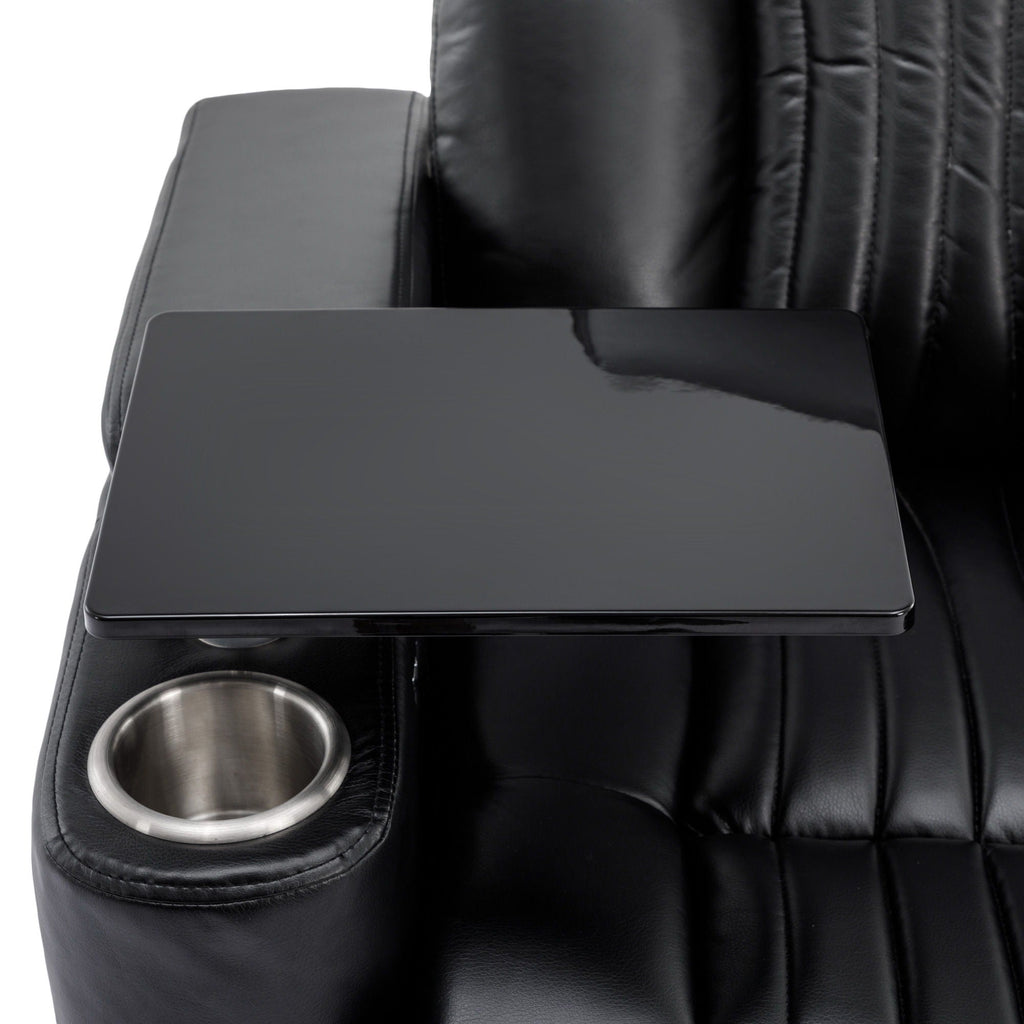 270° Power Swivel Recliner Home Theater Chair With Hidden Arm Storage, LED Light, Cup Holder, And Tray Table