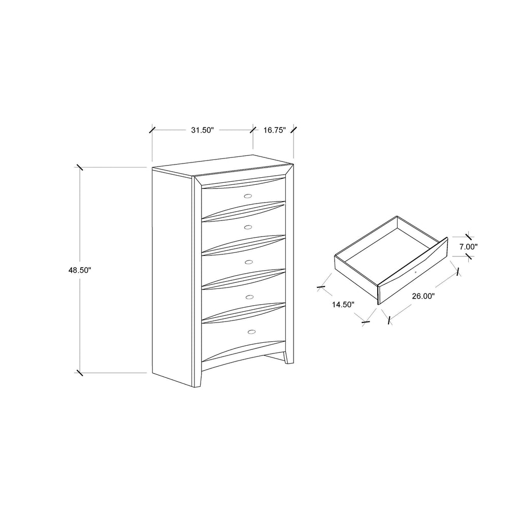 Lucille - 5 Piece Bedroom Set With Storage Drawers And Bookcase Headboard