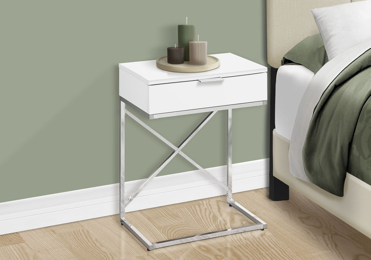 Accent Side Table with Storage Drawer, Spacious Tabletop, Contemporary Design