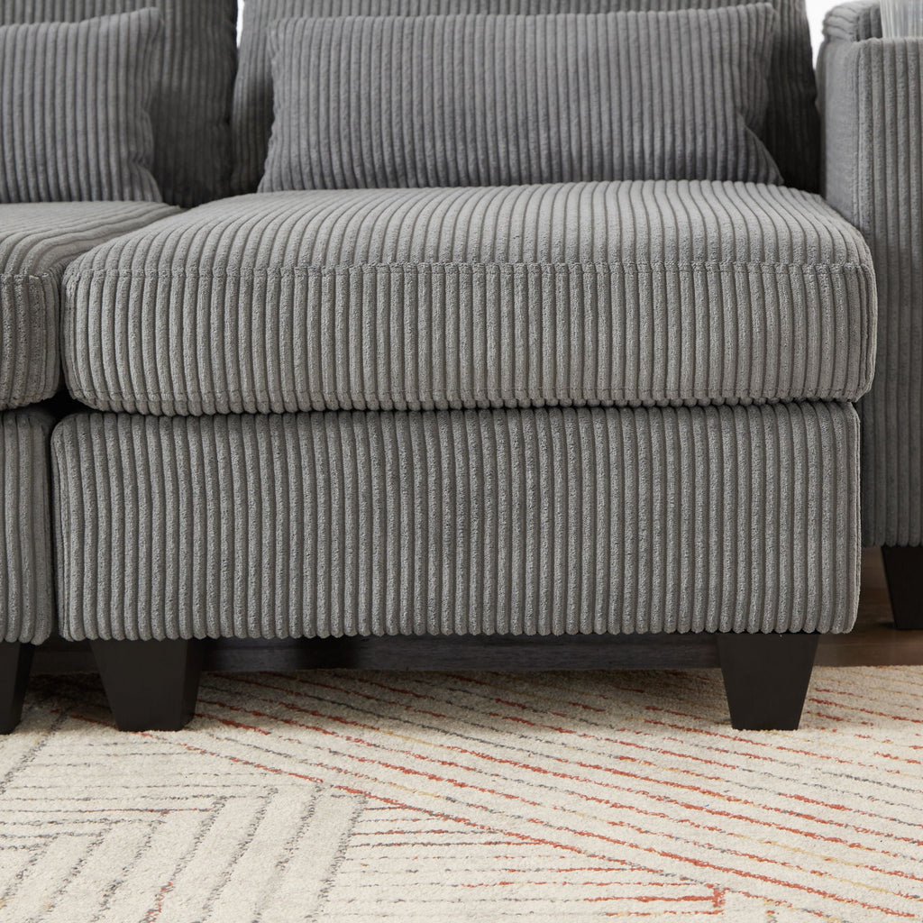 Convertible Chaise Lounge Sofa Chair With USB Ports, Cup Holders, Phone Holder And Storage